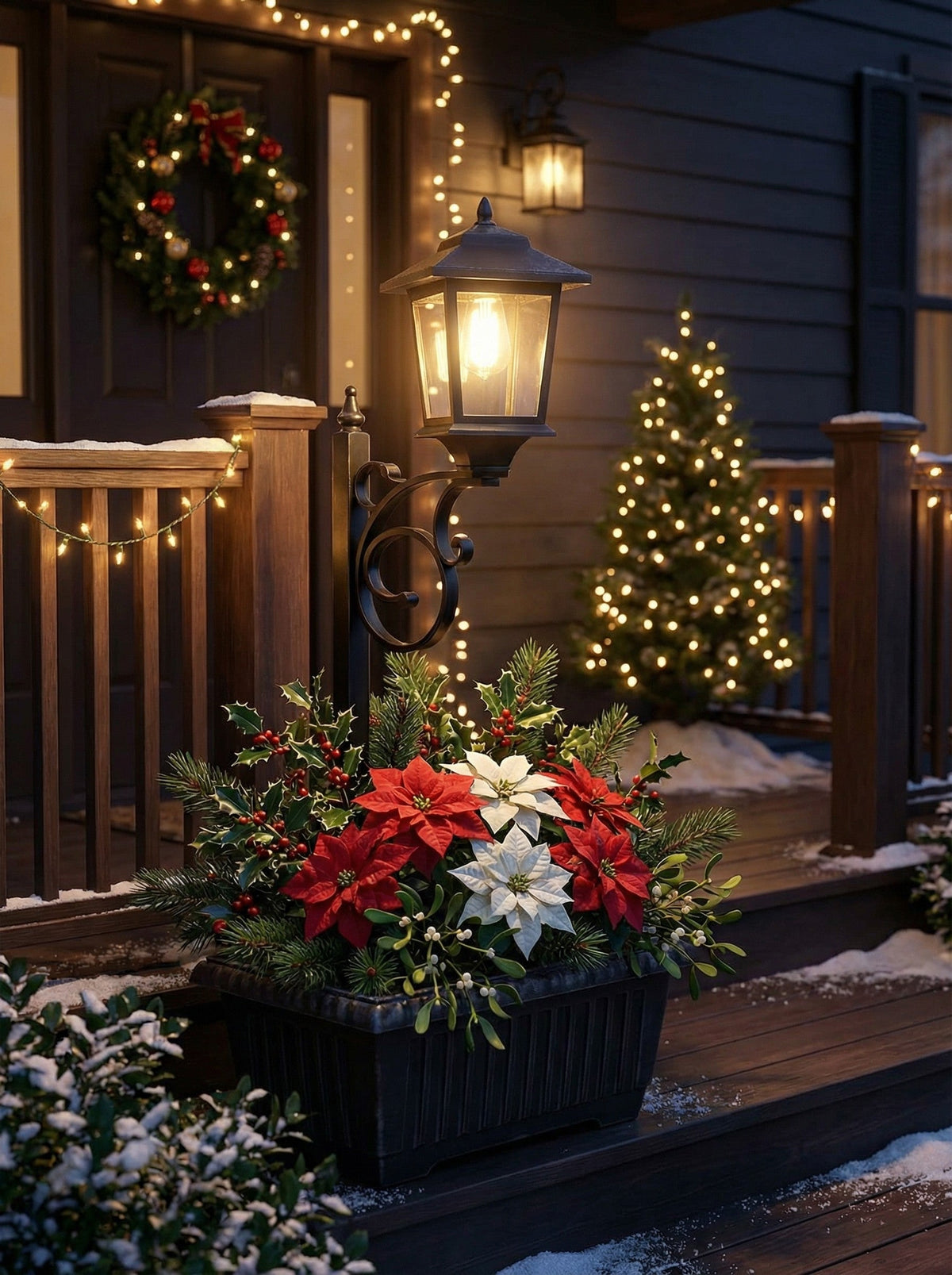 Solar Lamp Post with Flower Pot – Outdoor Garden & Patio Light –