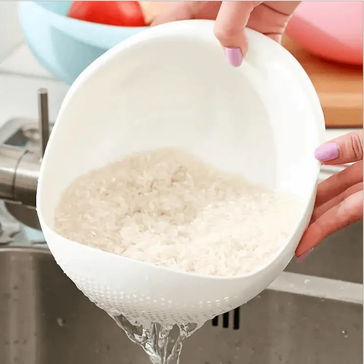 2PCS Nordic Food Grade Plastic Washing Filter Strainer Basket Sieve Drainer Cleaning Gadget Food Grade Plastic Rice Beans Peas Washing Filter Strainer Basket Sieve Drainer Cleaning Gadget Kitchen Accessories
