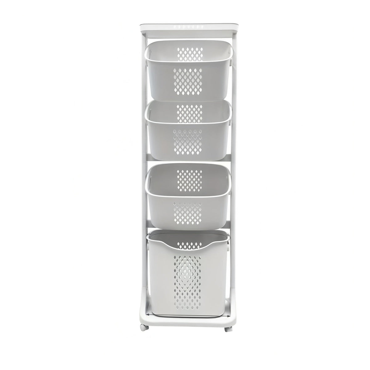 4-Tier Laundry Hamper Sorter with Wheels and Removable Baskets