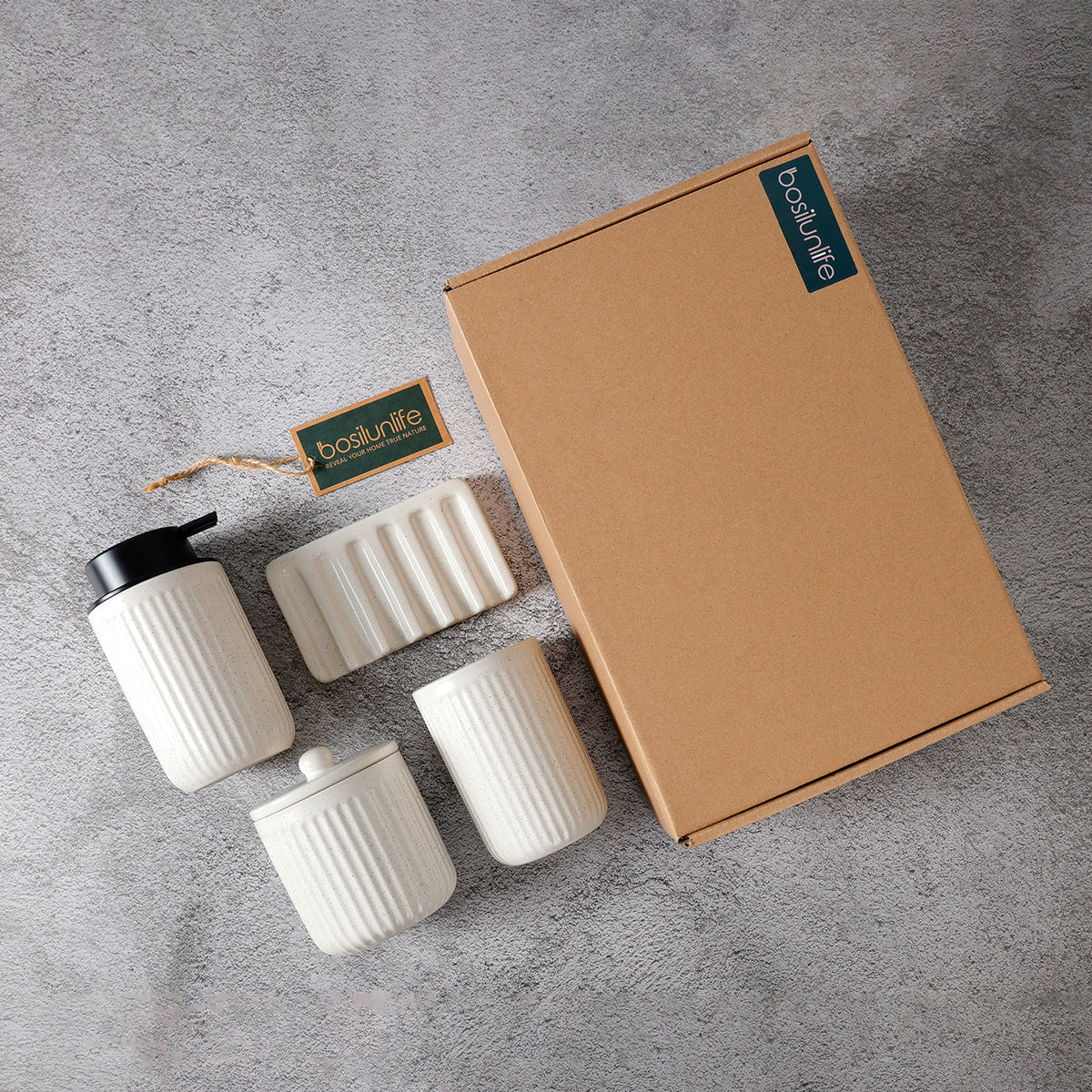 BosilunLife Pockmark 4-Piece Liquid Bathroom Set Recycled