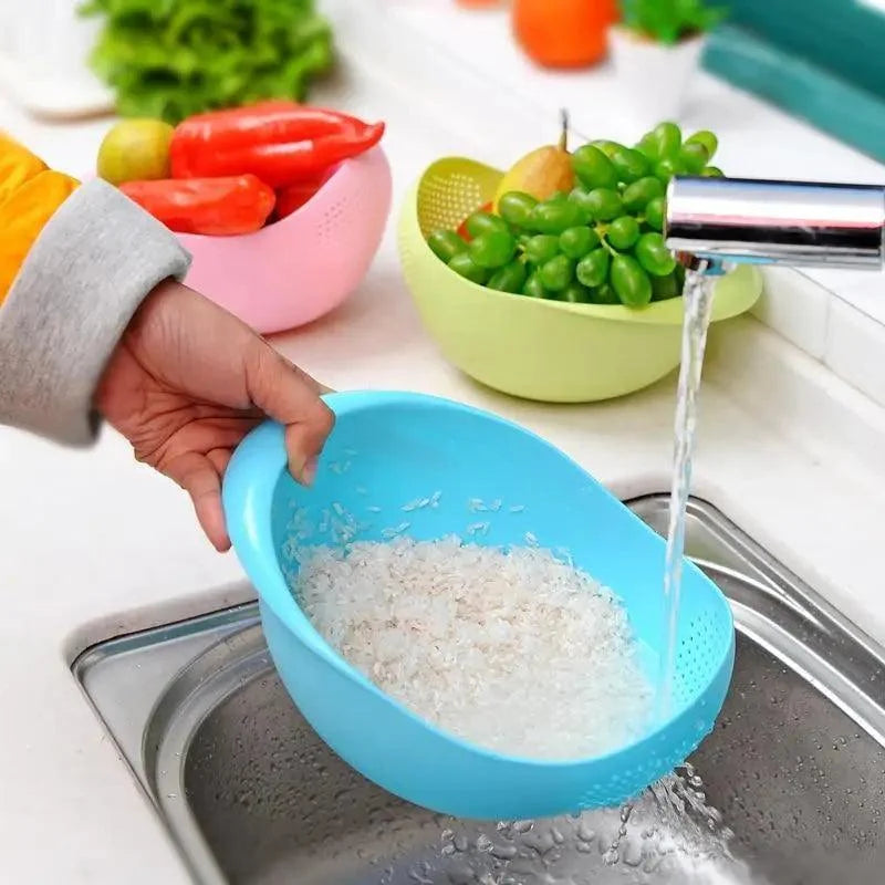 2PCS Nordic Food Grade Plastic Washing Filter Strainer Basket Sieve Drainer Cleaning Gadget Food Grade Plastic Rice Beans Peas Washing Filter Strainer Basket Sieve Drainer Cleaning Gadget Kitchen Accessories