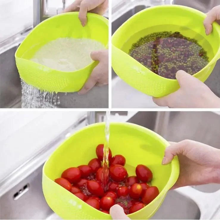 2PCS Nordic Food Grade Plastic Washing Filter Strainer Basket Sieve Drainer Cleaning Gadget Food Grade Plastic Rice Beans Peas Washing Filter Strainer Basket Sieve Drainer Cleaning Gadget Kitchen Accessories