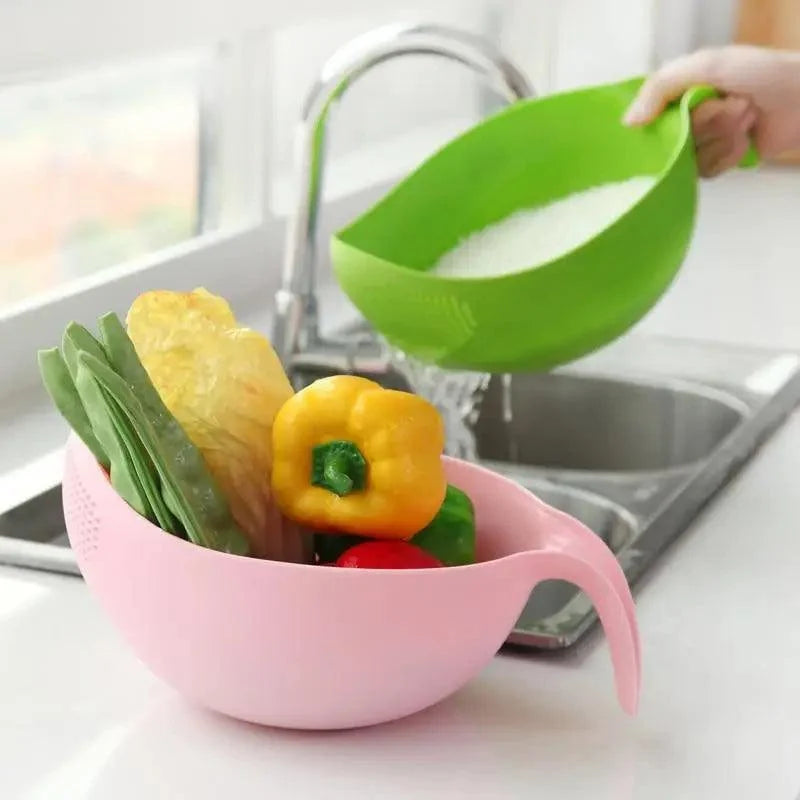 2PCS Nordic Food Grade Plastic Washing Filter Strainer Basket Sieve Drainer Cleaning Gadget Food Grade Plastic Rice Beans Peas Washing Filter Strainer Basket Sieve Drainer Cleaning Gadget Kitchen Accessories
