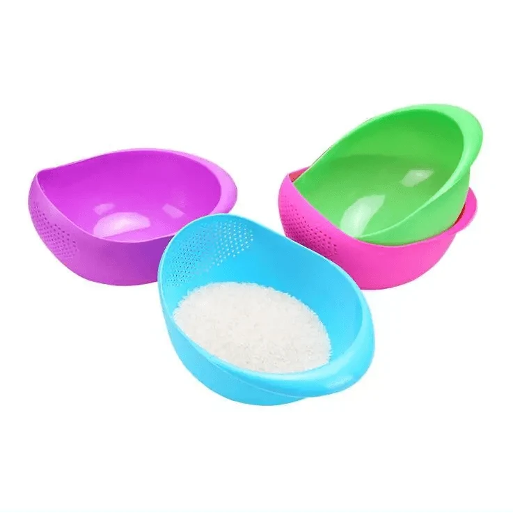 2PCS Nordic Food Grade Plastic Washing Filter Strainer Basket Sieve Drainer Cleaning Gadget Food Grade Plastic Rice Beans Peas Washing Filter Strainer Basket Sieve Drainer Cleaning Gadget Kitchen Accessories