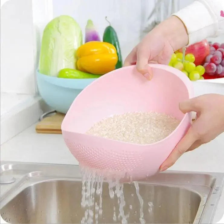 2PCS Nordic Food Grade Plastic Washing Filter Strainer Basket Sieve Drainer Cleaning Gadget Food Grade Plastic Rice Beans Peas Washing Filter Strainer Basket Sieve Drainer Cleaning Gadget Kitchen Accessories