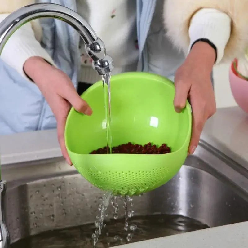 2PCS Nordic Food Grade Plastic Washing Filter Strainer Basket Sieve Drainer Cleaning Gadget Food Grade Plastic Rice Beans Peas Washing Filter Strainer Basket Sieve Drainer Cleaning Gadget Kitchen Accessories