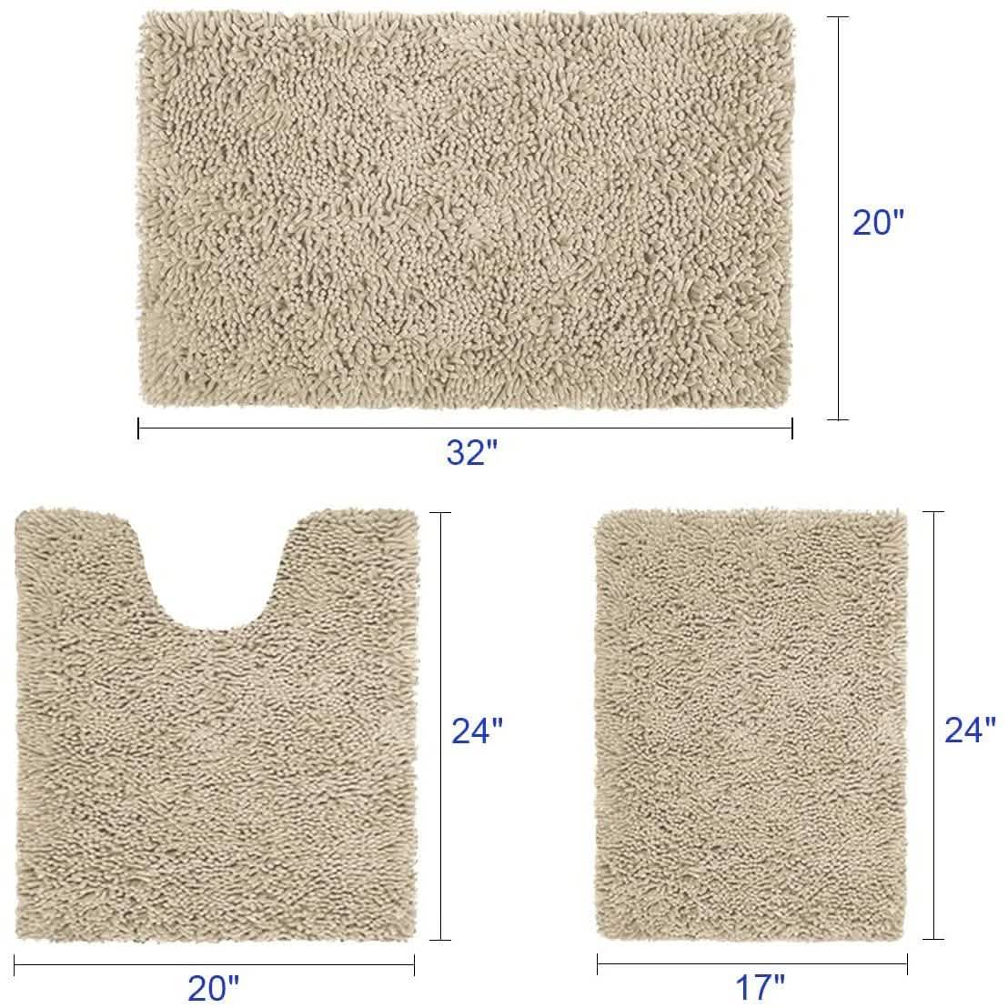 3-Piece Set: Bathroom Rugs Set Ultra Soft Non Slip