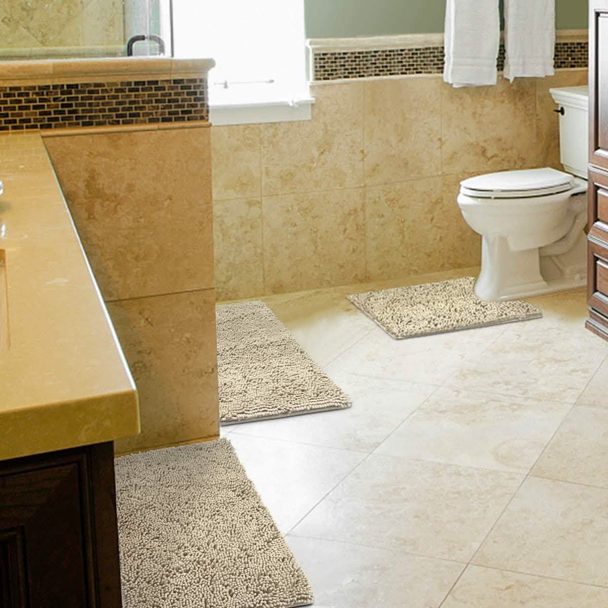 3-Piece Set: Bathroom Rugs Set Ultra Soft Non Slip