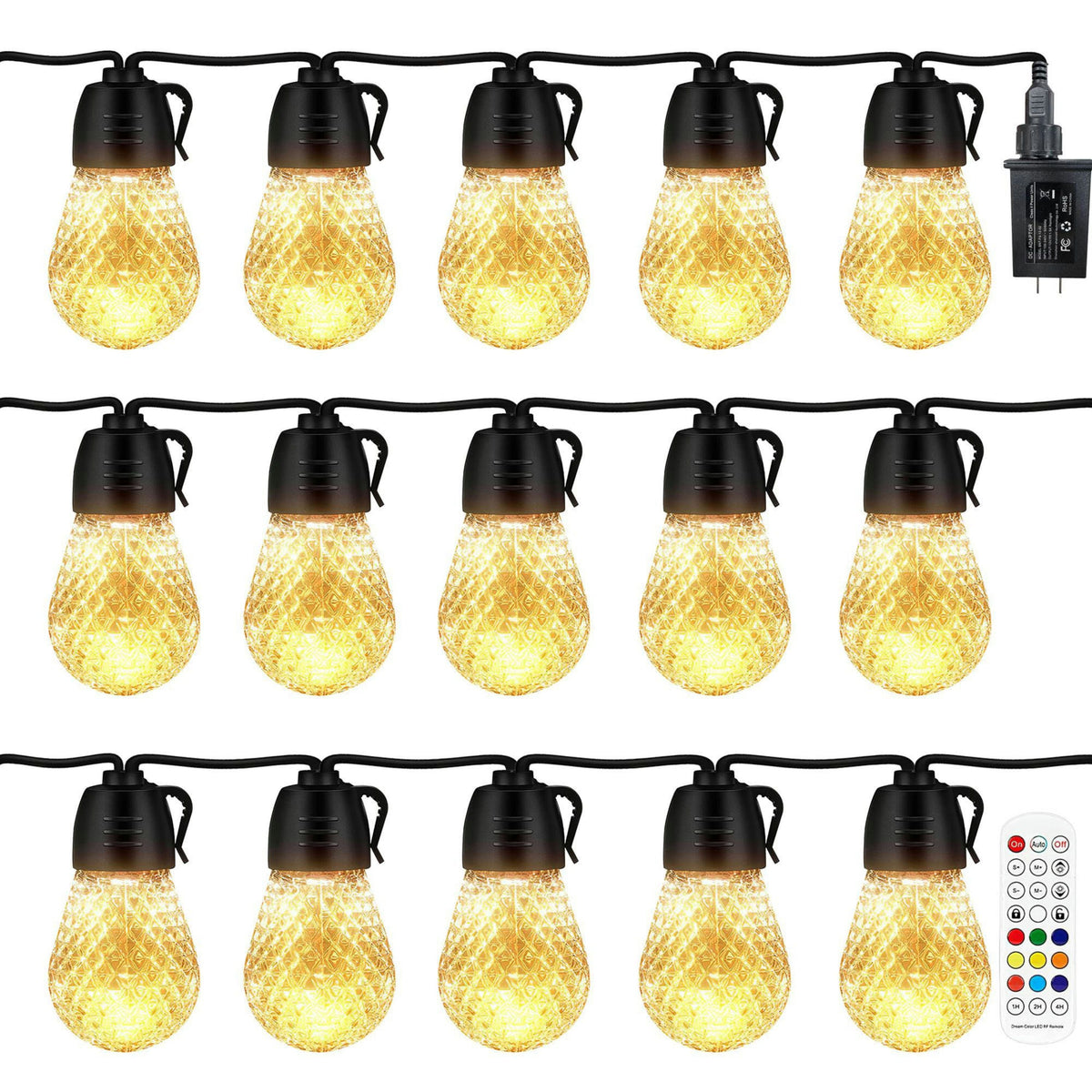 52.5FT Colorful Outdoor String Lights