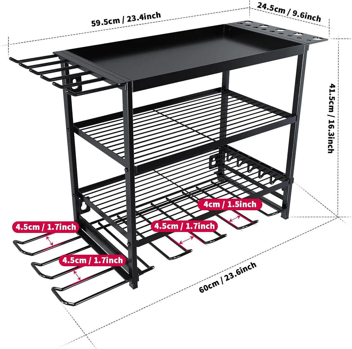 Power Tool Storage Wall Mounted Rack 4 Layer Power Drill Tool Holder