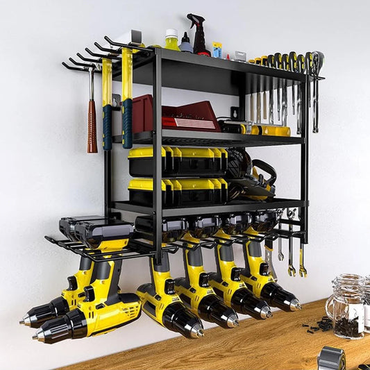 Power Tool Storage Wall Mounted Rack 4 Layer Power Drill Tool Holder