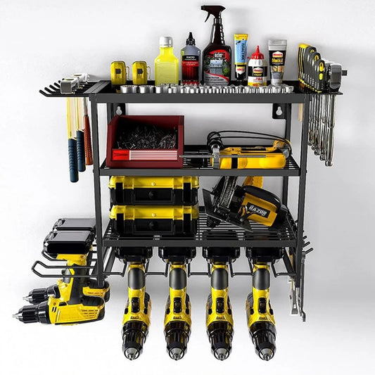 Power Tool Storage Wall Mounted Rack 4 Layer Power Drill Tool Holder