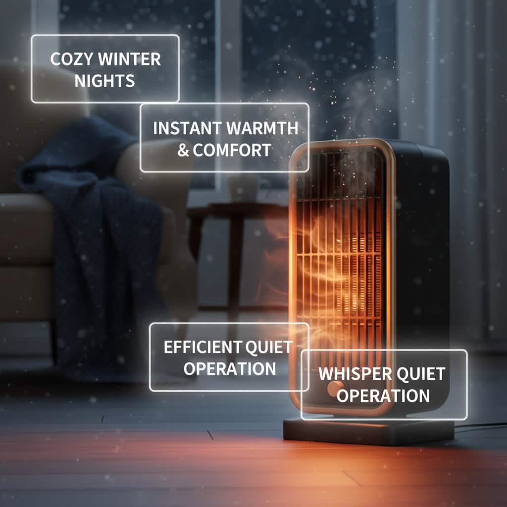 500W Portable Ceramic Space Heater with Safety Tip-Over Protection