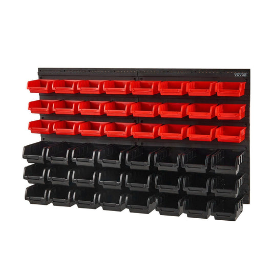 Wall Mounted Storage Bins, 48-Bin Parts Rack Organizer