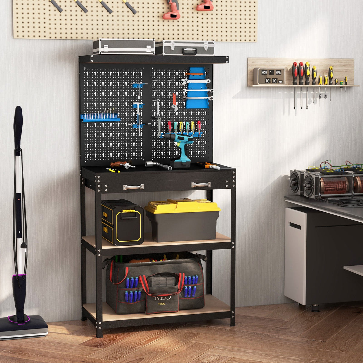Tool Storage Workbench with Pegboard