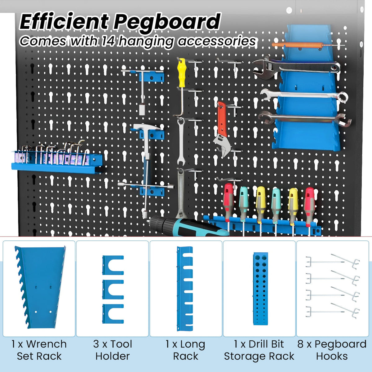Tool Storage Workbench with Pegboard